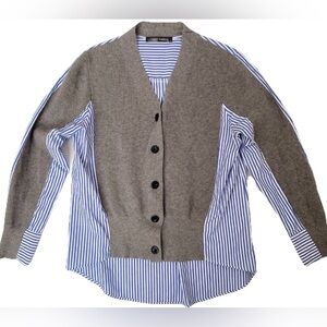 Gabby Isabella Women's Small Ribbed Sweater  Front Woven Stripe Back Top